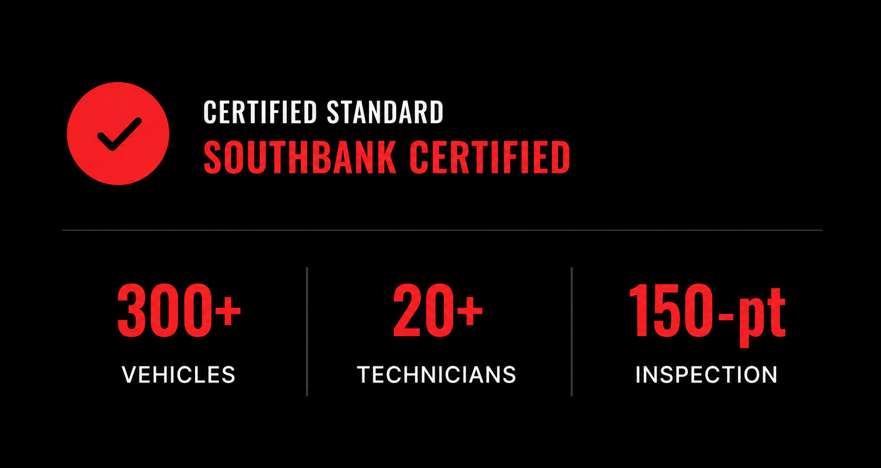 White SUV labeled "Capital Certified" with details of 300+ vehicles, 20+ technicians, and 150-pt inspection.
